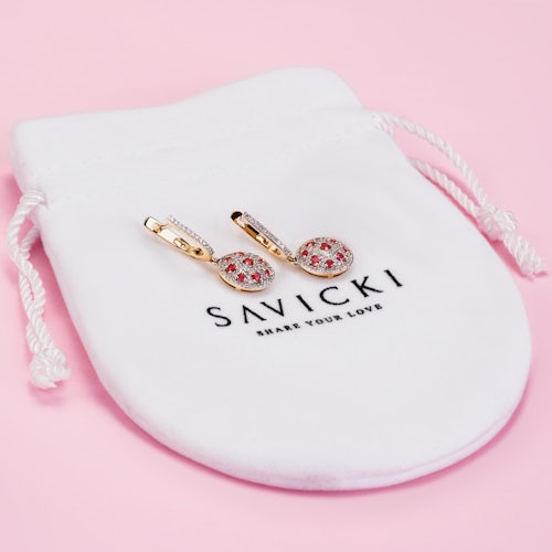 Kolczyki Savicki: dwukolorowe złoto, rubiny, diamenty